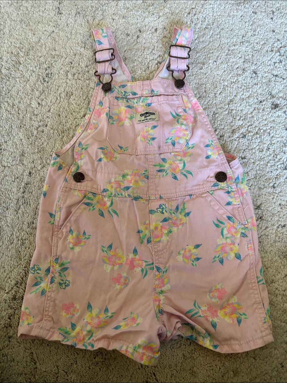 OshKosh B'gosh Light Pink Floral Shortalls